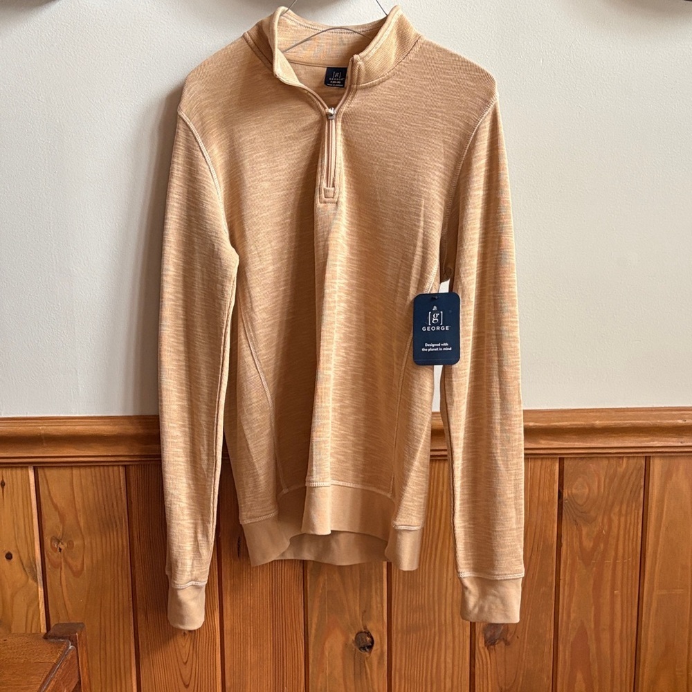 George Men's Beige Zip-Up Sweater
